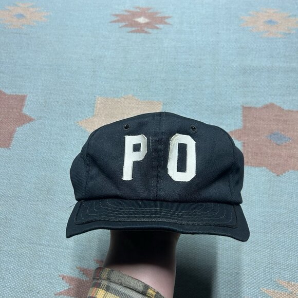Vintage 80s SnapBack hat cap PO police officer? black adjustable baseball - Picture 2 of 7